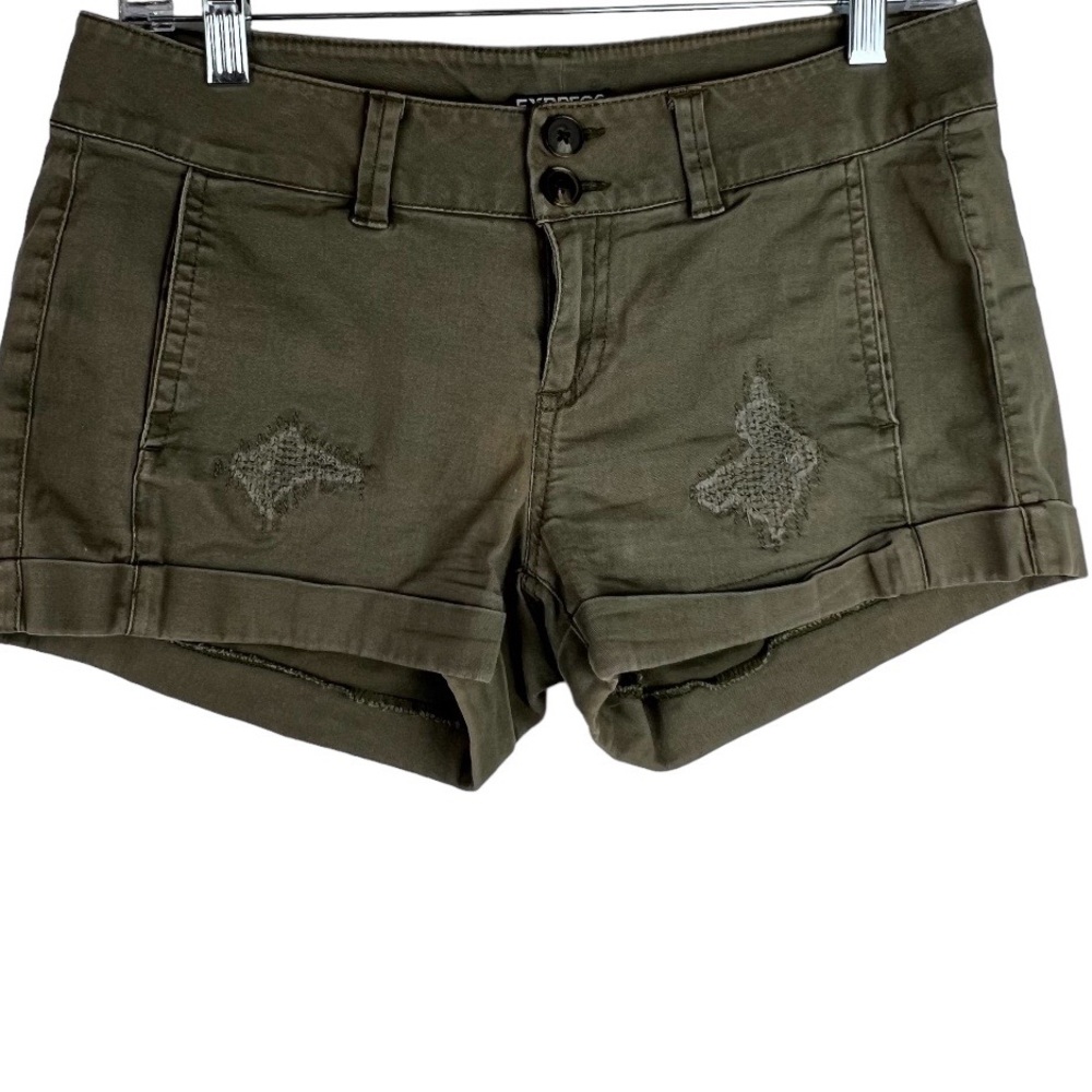 Express Womens Shorts Olive Distressed Khaki Size 2